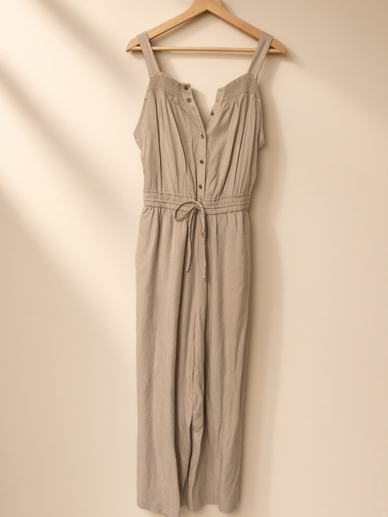 Pants - Taupe linen-look jumpsuit